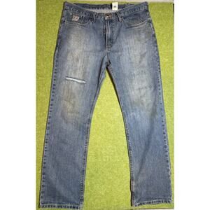 Cinch Men’s Jeans 36x32 Blue Denim Relaxed Fit Distressed Rip Western Rodeo